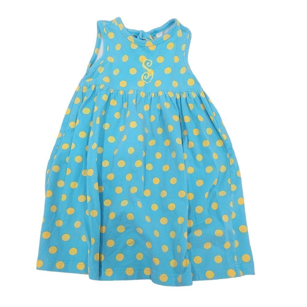 Blue polka-dot dress embroidery "S" initial